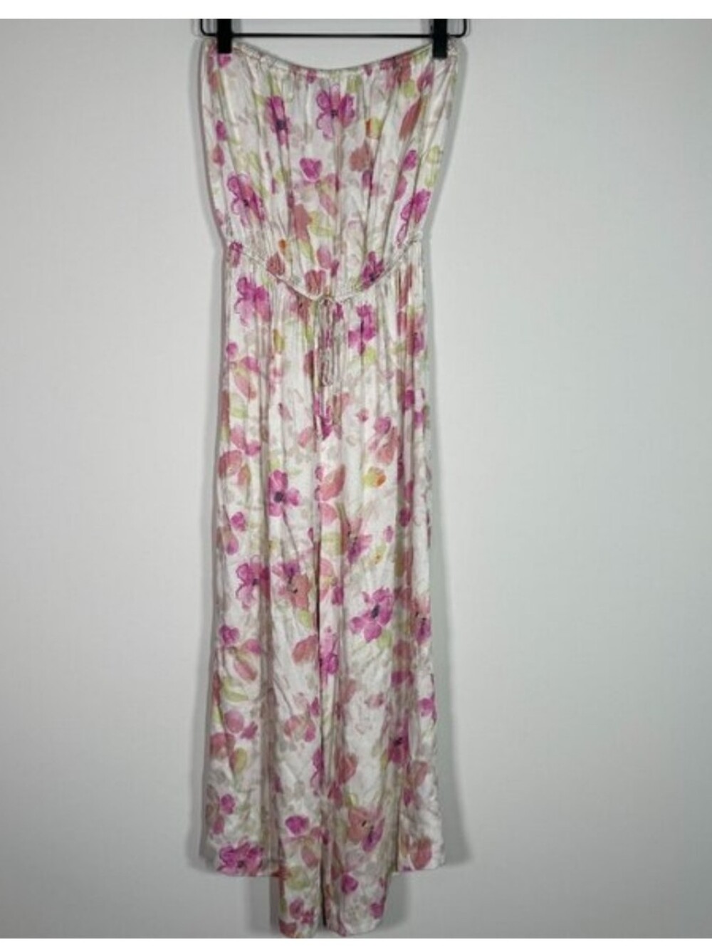 Floral Strapless Jumpsuit - Pink & Cream - Picture 4 of 5